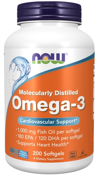 NOW Sports Omega-3 Fish Oil 1000mg, 200 softgels