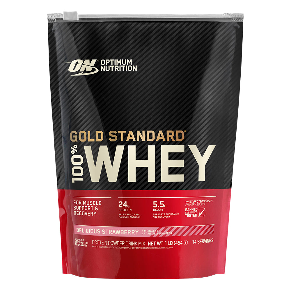 Optimum Nutrition Gold Standard 100% Whey — Delicious Strawberry / 1 lb (15 Servings)