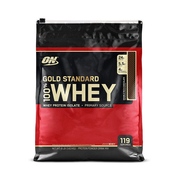 Optimum Nutrition Gold Standard 100% Whey — Double Rich Chocolate / 8 lbs (121 Servings)
