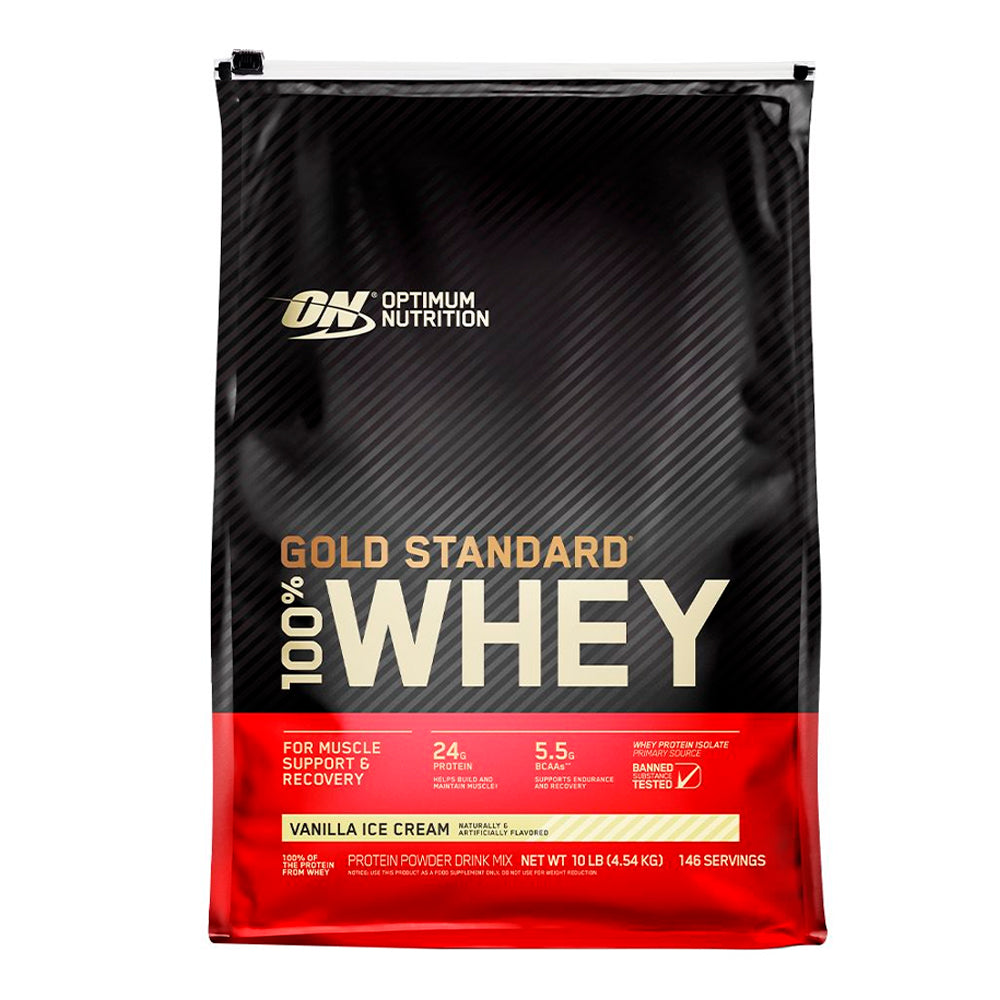 Optimum Nutrition Gold Standard 100% Whey — Vanilla Ice Cream / 10 lbs (151 Servings)